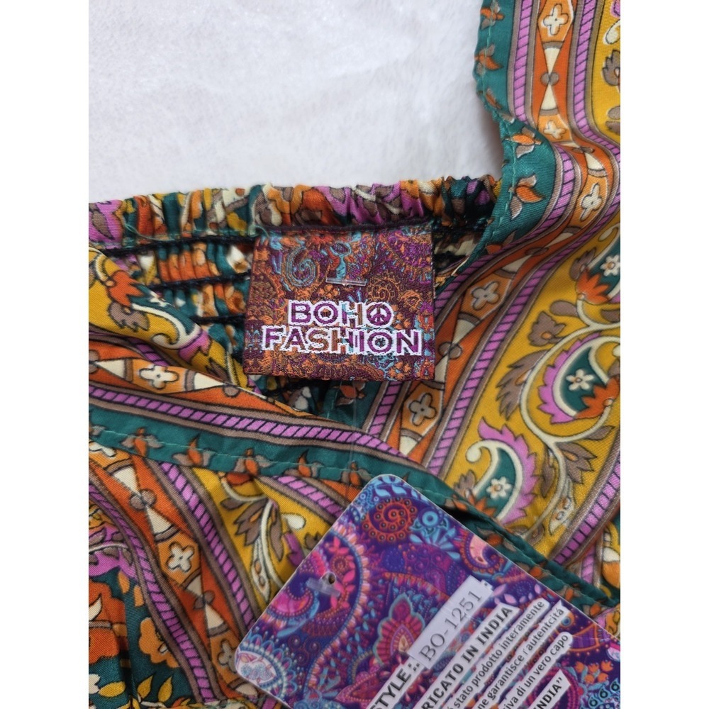 Boho Paisley Wide Leg Jumpsuit Made In India One Size M/L Festival Resort - Picture 6 of 11